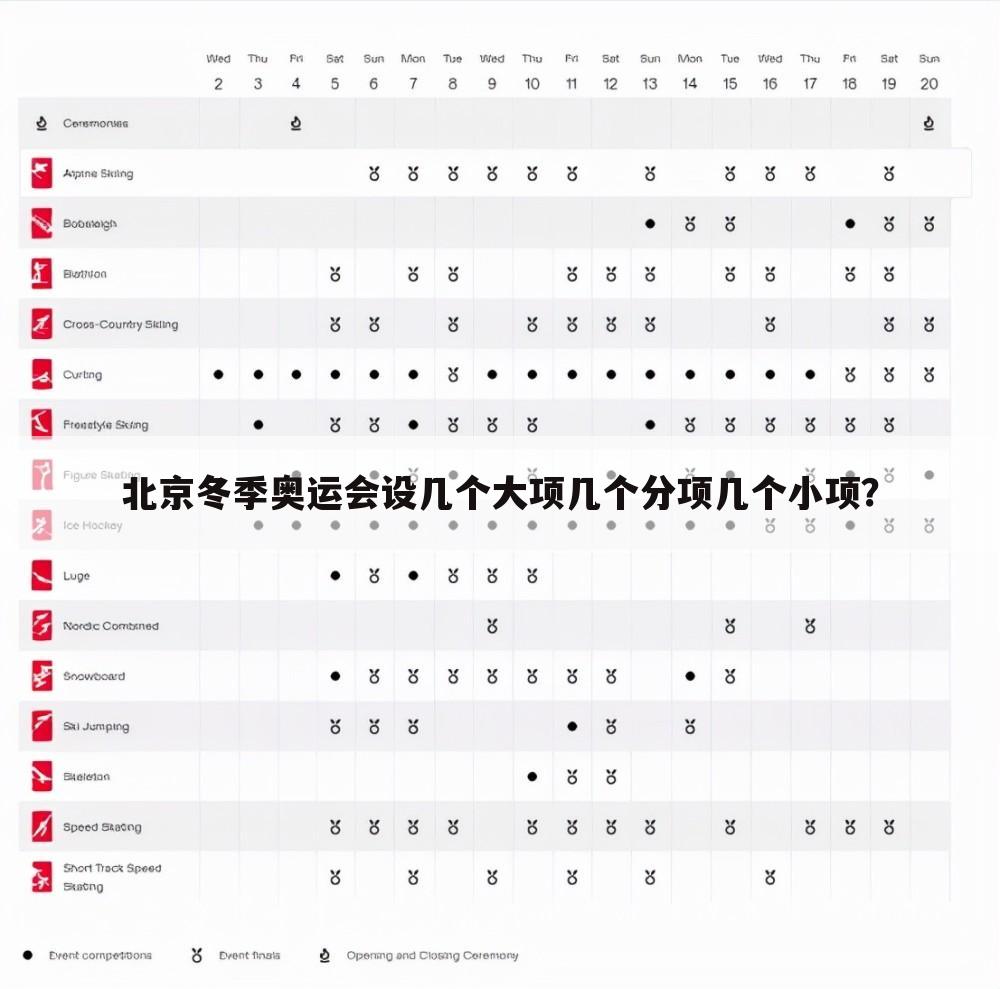 北京冬季奥运会设几个大项几个分项几个小项？