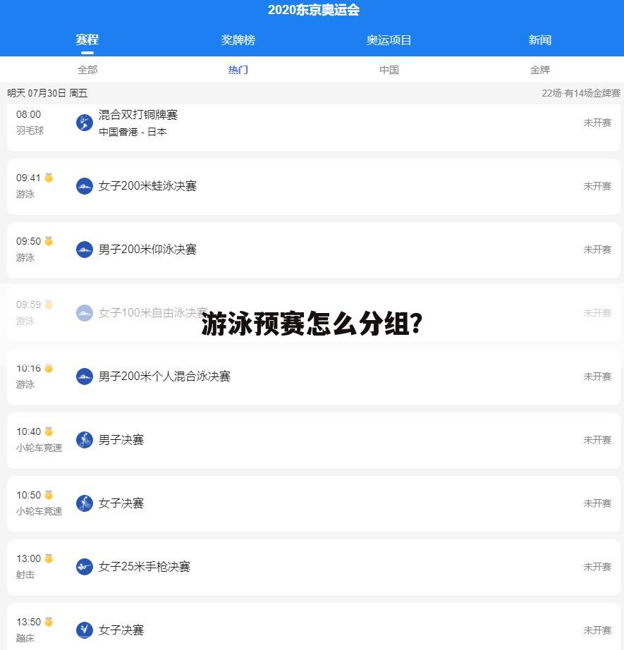 游泳预赛怎么分组?