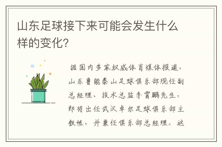 山东足球接下来可能会发生什么样的变化？