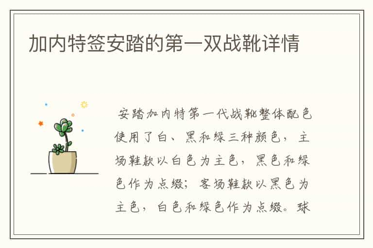 加内特签安踏的第一双战靴详情