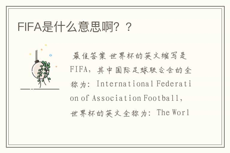 FIFA是什么意思啊？?