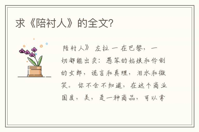 求《陪衬人》的全文？