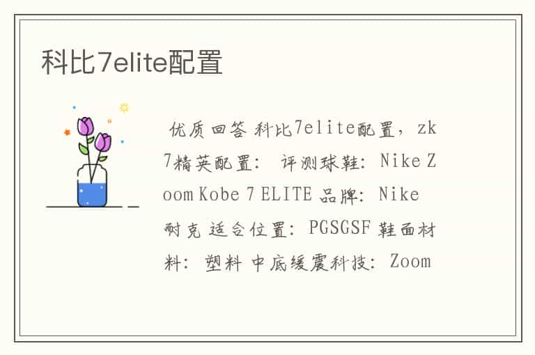 科比7elite配置