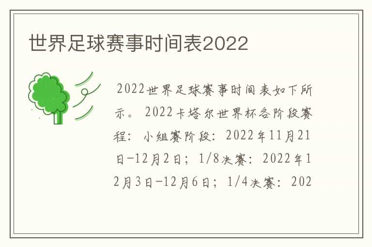 世界足球赛事时间表2022