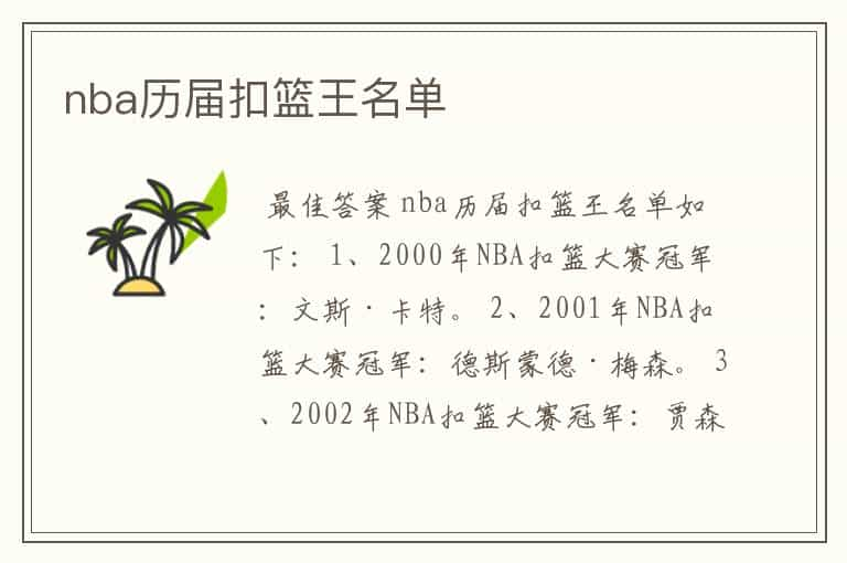 nba历届扣篮王名单