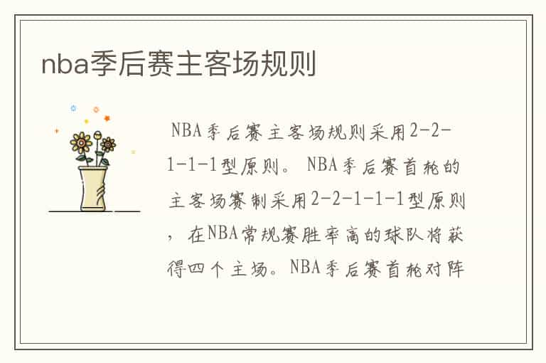 nba季后赛主客场规则