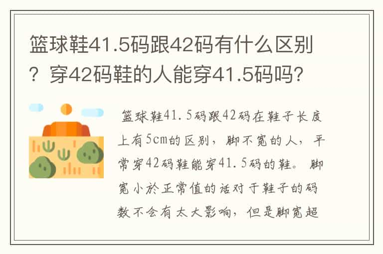 篮球鞋41.5码跟42码有什么区别？穿42码鞋的人能穿41.5码吗？