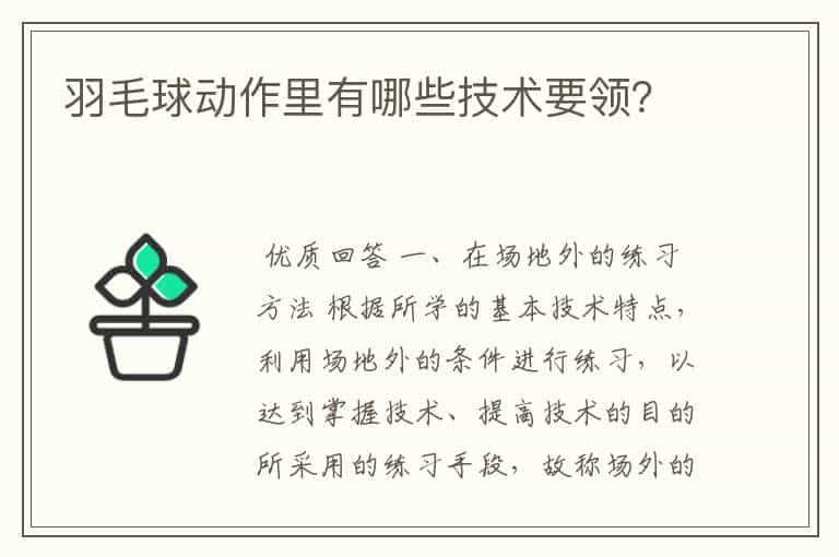 羽毛球动作里有哪些技术要领？