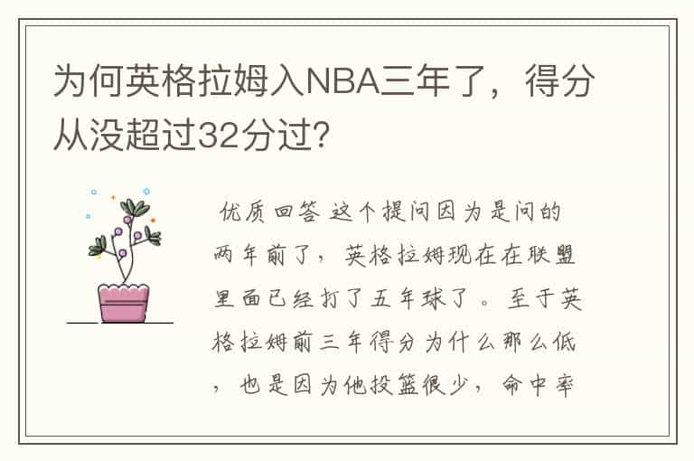 为何英格拉姆入NBA三年了，得分从没超过32分过？