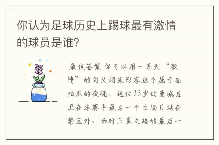 你认为足球历史上踢球最有激情的球员是谁？