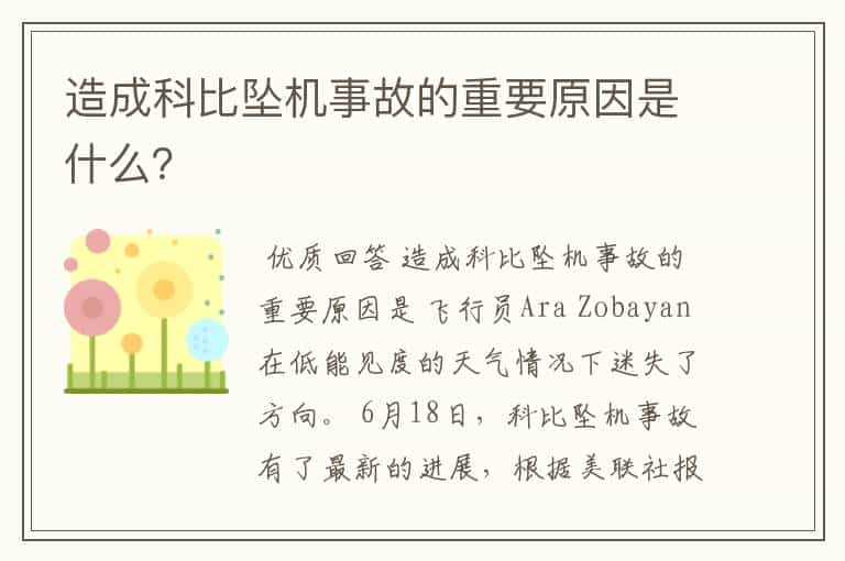 造成科比坠机事故的重要原因是什么？