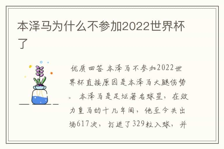 本泽马为什么不参加2022世界杯了