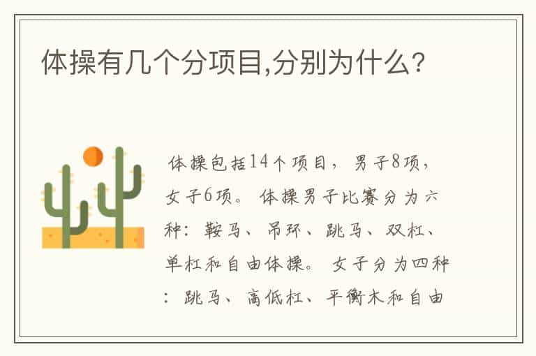 体操有几个分项目,分别为什么?