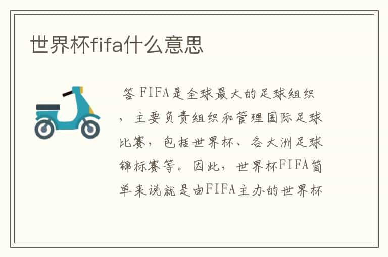 世界杯fifa什么意思