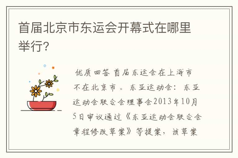 首届北京市东运会开幕式在哪里举行?