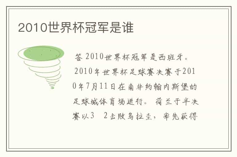 2010世界杯冠军是谁