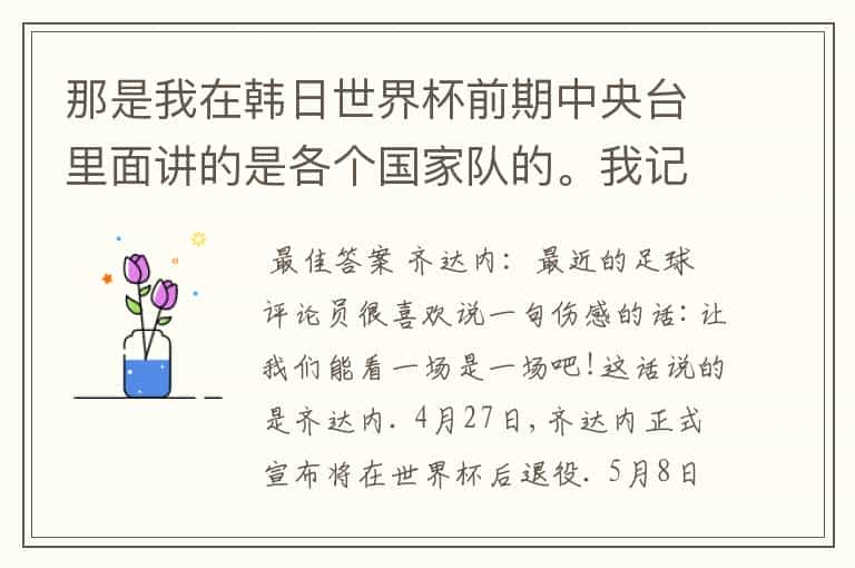 那是我在韩日世界杯前期中央台里面讲的是各个国家队的。我记得有叫帝国斜阳，胜者巴西。朋友们下。