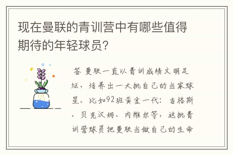 现在曼联的青训营中有哪些值得期待的年轻球员？