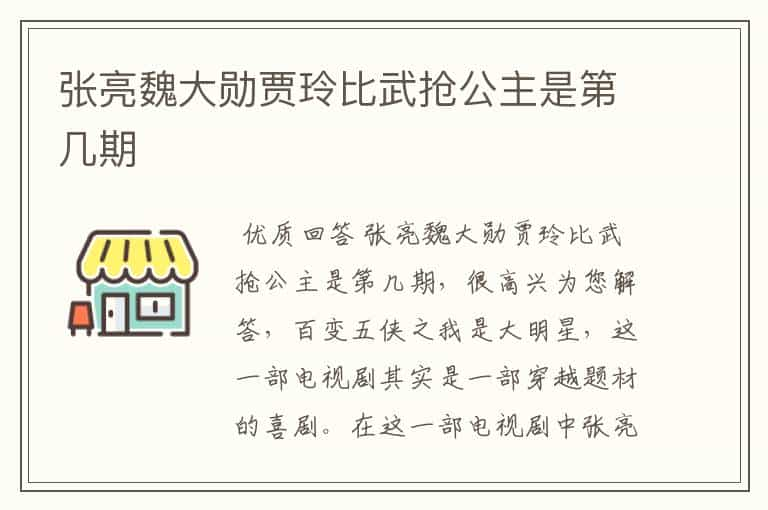 张亮魏大勋贾玲比武抢公主是第几期