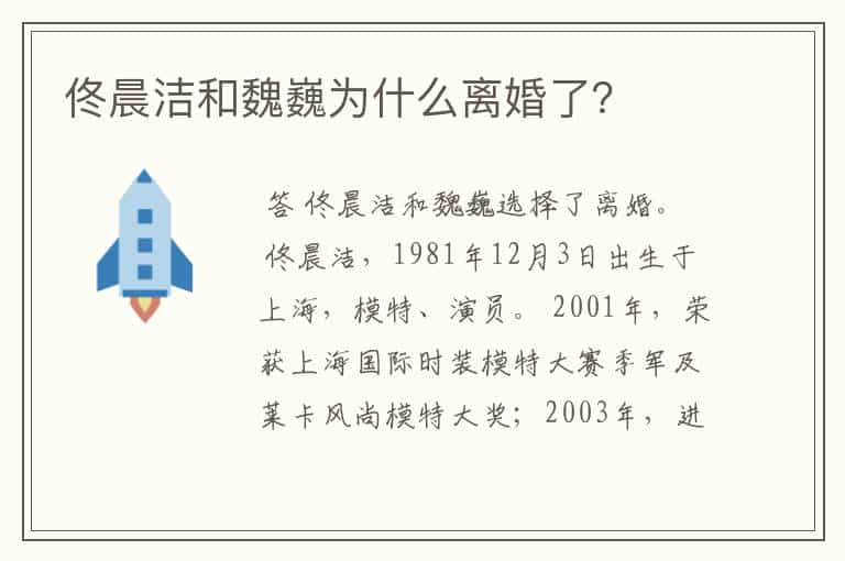 佟晨洁和魏巍为什么离婚了？