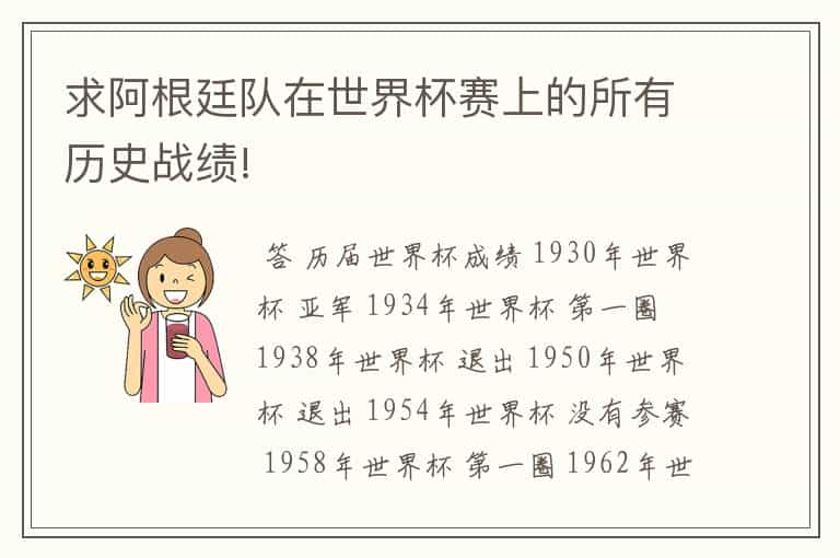 求阿根廷队在世界杯赛上的所有历史战绩!