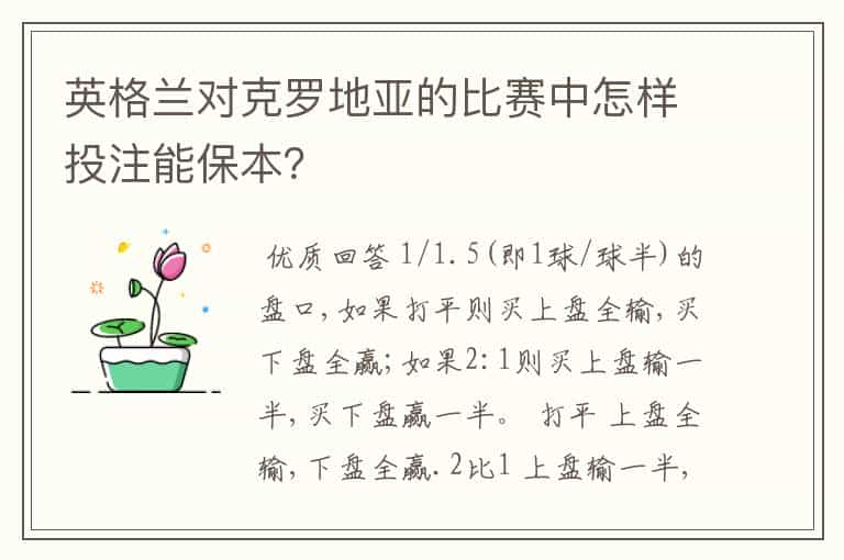 英格兰对克罗地亚的比赛中怎样投注能保本？