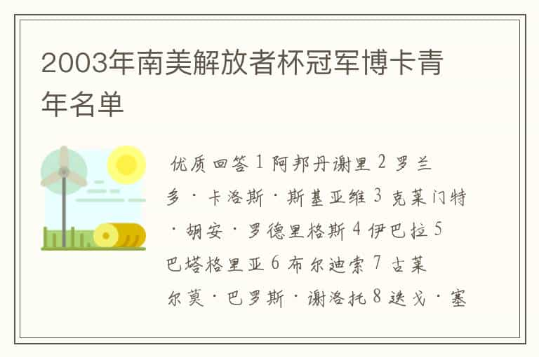 2003年南美解放者杯冠军博卡青年名单