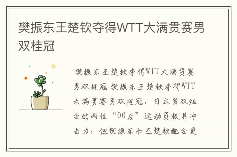 樊振东王楚钦夺得WTT大满贯赛男双桂冠