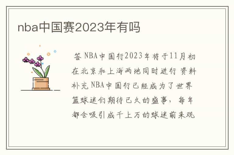 nba中国赛2023年有吗