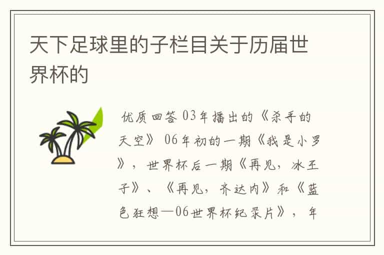 天下足球里的子栏目关于历届世界杯的