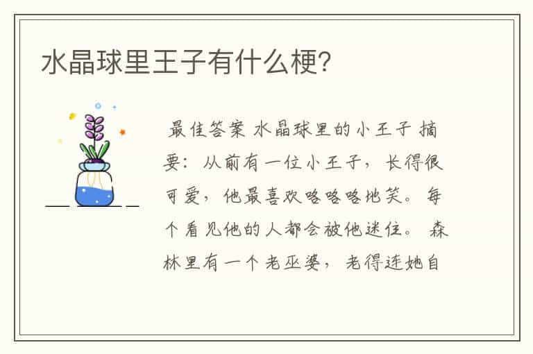 水晶球里王子有什么梗？