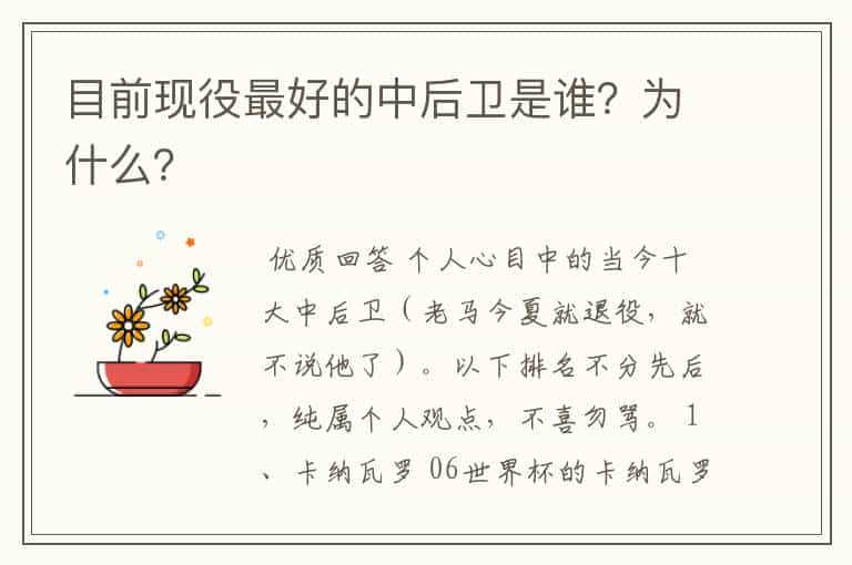 目前现役最好的中后卫是谁？为什么？