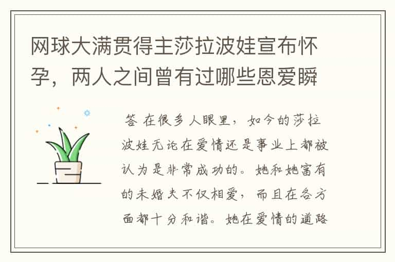 网球大满贯得主莎拉波娃宣布怀孕，两人之间曾有过哪些恩爱瞬间？