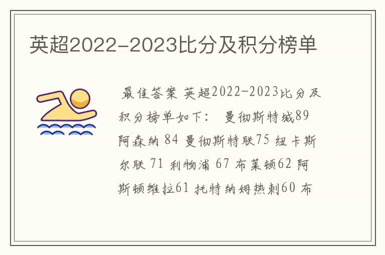 英超2022-2023比分及积分榜单