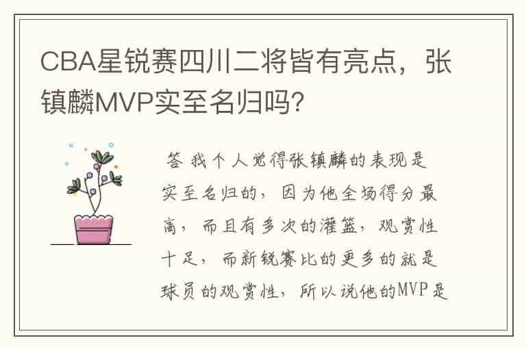 CBA星锐赛四川二将皆有亮点，张镇麟MVP实至名归吗？