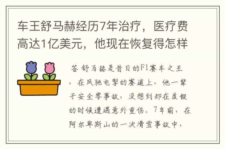 车王舒马赫经历7年治疗，医疗费高达1亿美元，他现在恢复得怎样？