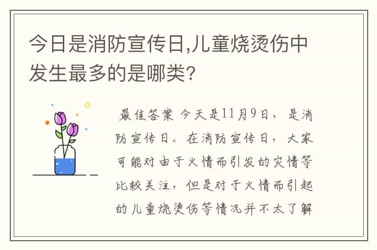 今日是消防宣传日,儿童烧烫伤中发生最多的是哪类?