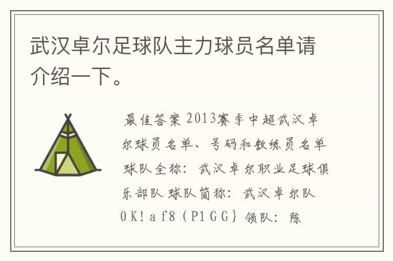 武汉卓尔足球队主力球员名单请介绍一下。