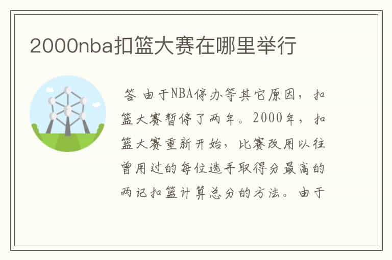 2000nba扣篮大赛在哪里举行