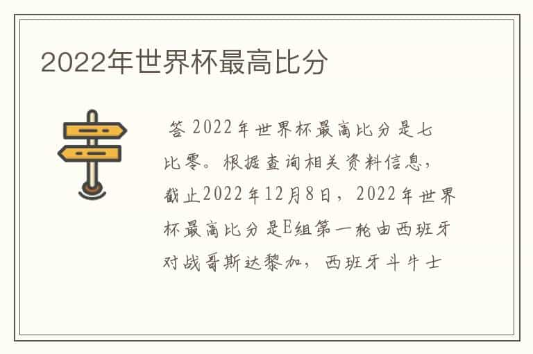 2022年世界杯最高比分