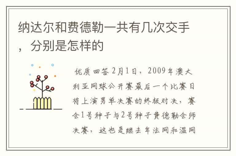 纳达尔和费德勒一共有几次交手，分别是怎样的