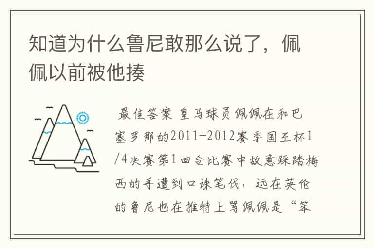 知道为什么鲁尼敢那么说了，佩佩以前被他揍