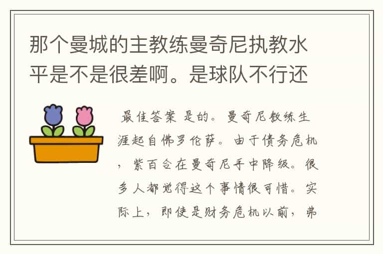 那个曼城的主教练曼奇尼执教水平是不是很差啊。是球队不行还是教练不行啊。怎么打强队老输瑞对就赢啊