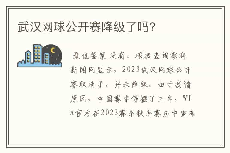 武汉网球公开赛降级了吗?