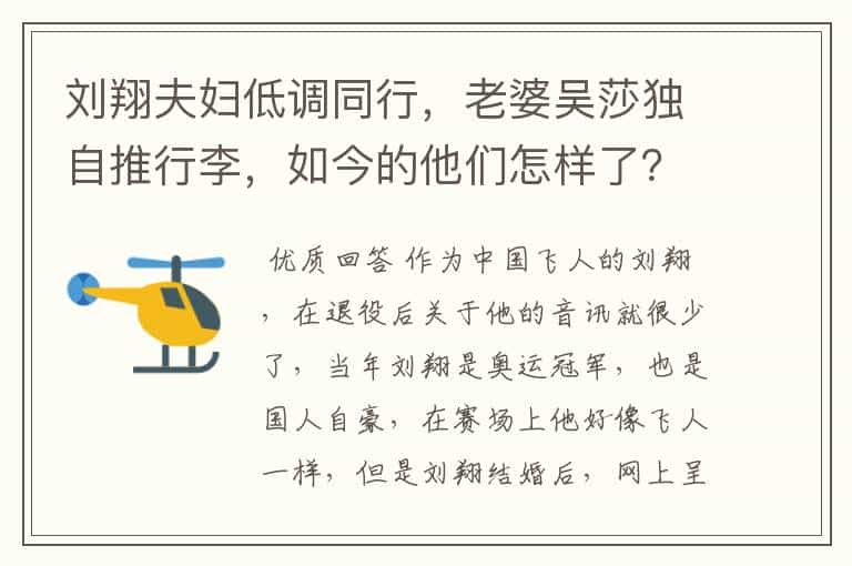 刘翔夫妇低调同行，老婆吴莎独自推行李，如今的他们怎样了？