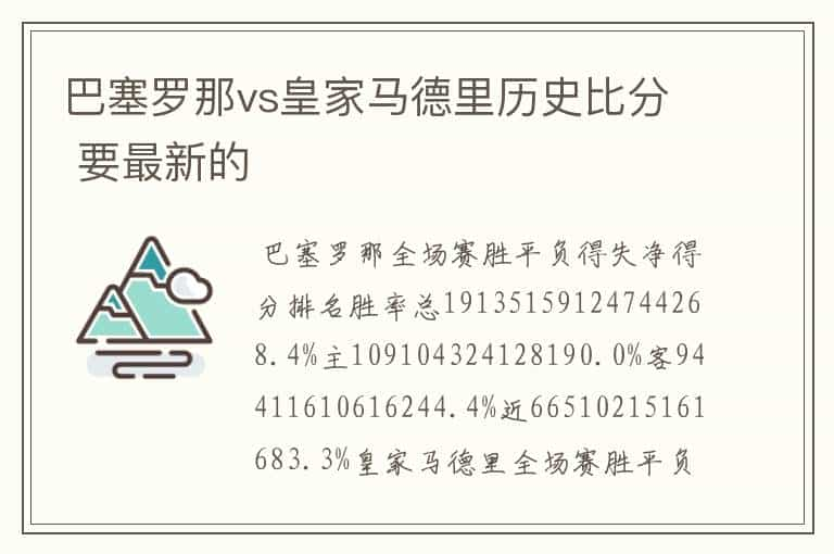 巴塞罗那vs皇家马德里历史比分 要最新的