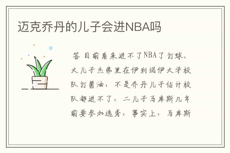 迈克乔丹的儿子会进NBA吗