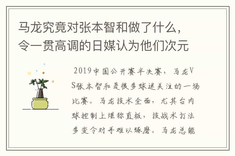 马龙究竟对张本智和做了什么，令一贯高调的日媒认为他们次元不同