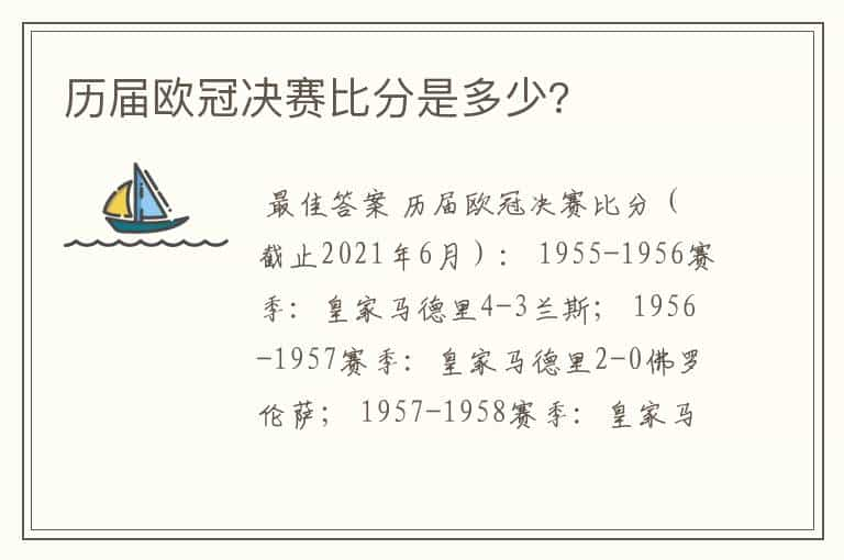 历届欧冠决赛比分是多少?