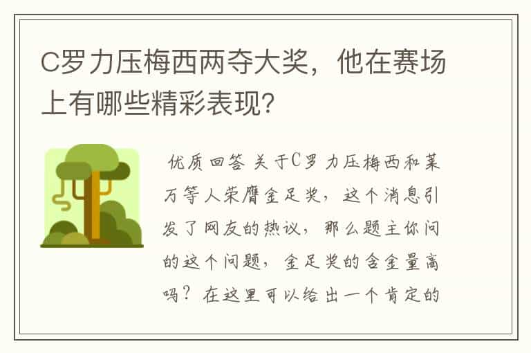 C罗力压梅西两夺大奖，他在赛场上有哪些精彩表现？